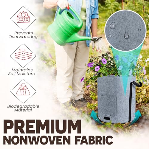 4PCS 15-Gallon Potato Grow Bag-Harvest & Visible Window Garden Planting Bag
