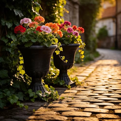 2-Pack 22" Washed Black Plastic Urn Planters with Drainage Holes - color: 22"h-washed Black