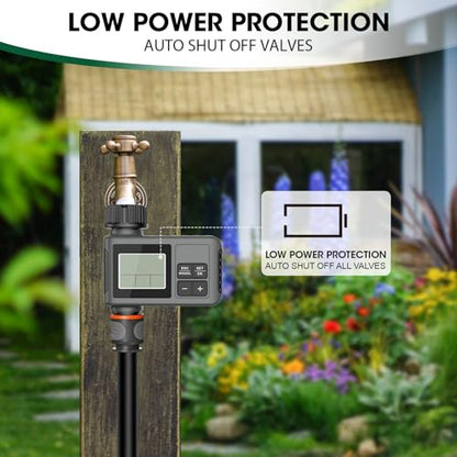 Water Timer for Garden Hose, Programmable Water Sprinkler Timer with Rain Delay, Manual Automatic Lawn Watering System Irrigation Controller, 3/4in Male Thread