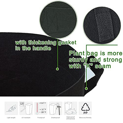 6-Pack 45 Gallon Large Non-Woven Grow Bags Reusable Thickened Durable Aeration Fabric Pot with Reinforced Handles Black (45Gal_6Pcs) - color: 45gal_6pcs
