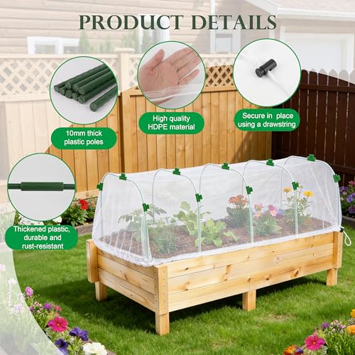 Fayoo Garden Netting Cover Kit with 60 Hoops & 20 Clips, 2 Pack