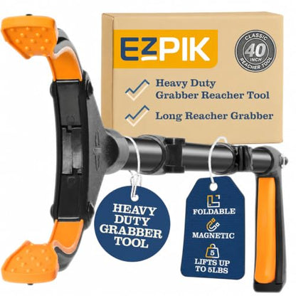 EZPIK Classic 40” Folding Grabber Reacher Tool with Dual Magnets, Heavy Duty Trash Picker Upper Grabber for Seniors & Disabled Users, Aluminum Pickup Tool for Everyday Reaching Aids (Black) - size: 40" Classic (Pack of 1) - Black