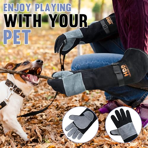 Animal Handing Gloves- Bite Proof, Puncture & Scratch Resistant for Safe Handling, Garden Gloves - color: Grey, size: 24-inches