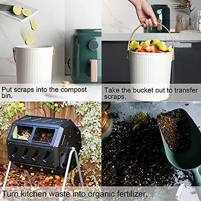 LALASTAR Countertop Compost Bin with Lid, Made of Sustainable Bamboo Fiber, Odorless Kitchen Compost Bucket, 1 Gallon, Cream - color: Cream