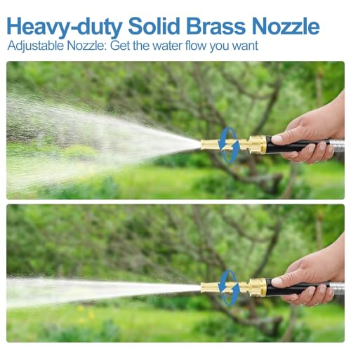 SPECILITE 25ft 304 Stainless Steel Metal Garden Hose with Rubber Grip - size: 25 ft, style: Rubber Grip