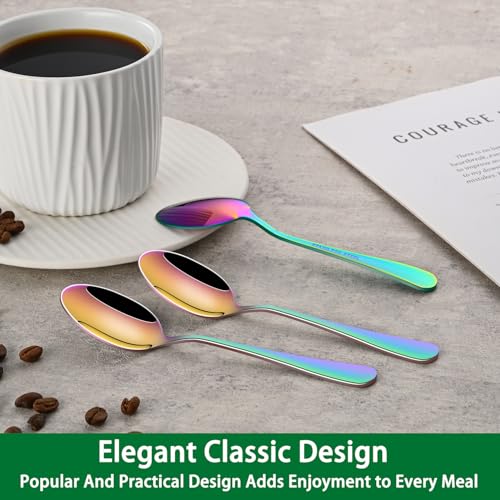 DEHOV 5.5 Inch Colorful Rainbow Coffee & Tea & Demitasse Spoons Set of 8 - color: Rainbow