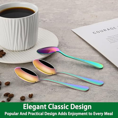 DEHOV 5.5 Inch Colorful Rainbow Coffee & Tea & Demitasse Spoons Set of 8 - color: Rainbow