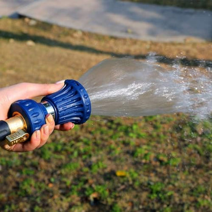 HOSUN Garden Hose Nozzle, Fireman Style Hose Nozzle, Heavy Duty Brass Hose Nozzle, Leak Proof & Best High-Pressure Sprayer for Plants Watering, Car Washing, Pet Washing, etc. (blue) - color: Blue