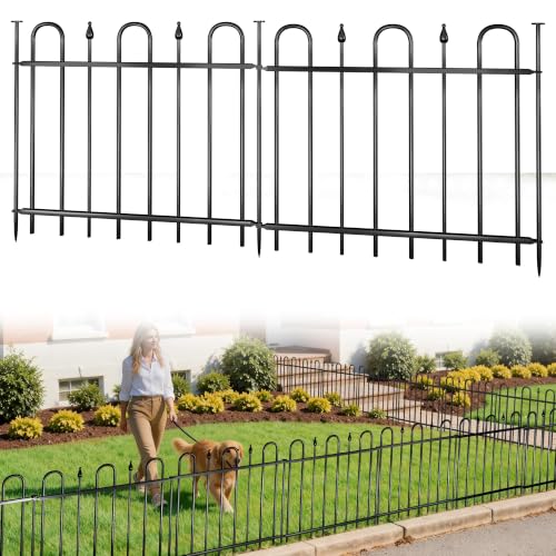 24.3ft(L) x 24in(H) 10 Panels Metal Decorative Garden Fence - size: 10 Panels-24.3ft(L) x 24in(H)