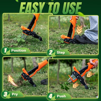 Weed Puller Tool - Stand Up Weed Puller with 4-Claw Steel Head, 39" Retractable Handle & Easy-Eject Mechanism for Dandelions, Clover & More, No Bending or Kneeling