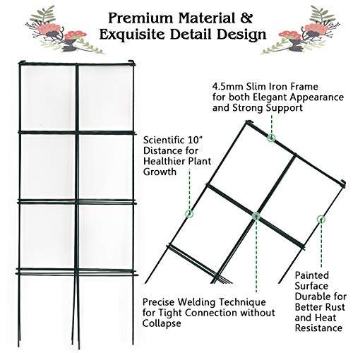 3.25 Ft-4 Pack Tomato Cages for Garden, Folding Plant Cage Support, Multifunctional Adjustable Plant Stakes for Vertical Climbing Plants, Vine, Flowers, Vegetables (16''x 16''x 39'', 4 Pcs)