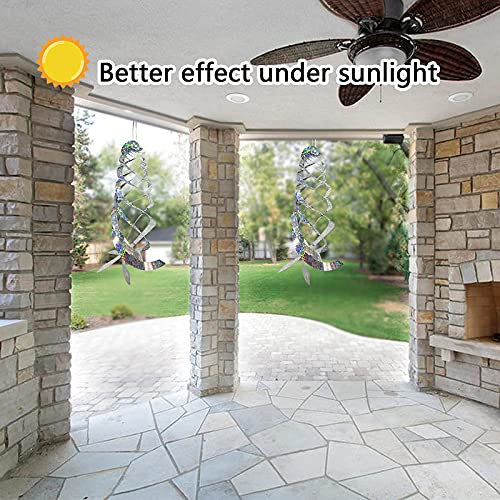 4 Pcs Bird Repellent Spiral Reflectors, 15.8" L Hanging Bird Deterrents - color: Silver-4Pcs