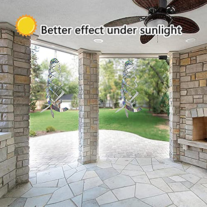 4 Pcs Bird Repellent Spiral Reflectors, 15.8" L Hanging Bird Deterrents - color: Silver-4Pcs