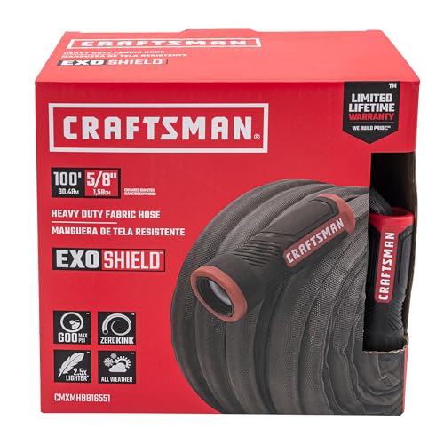 CRAFTSMAN ExoShield Heavy-Duty Fabric Hose - Industrial-Grade Lightweight Garden Hose 100 Feet x 5/8 Inch - size: 100 Feet