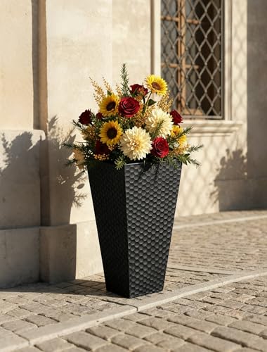 Sziqiqi Black Metal Taper Planter with Inner Pots, Indoor Planter Pots