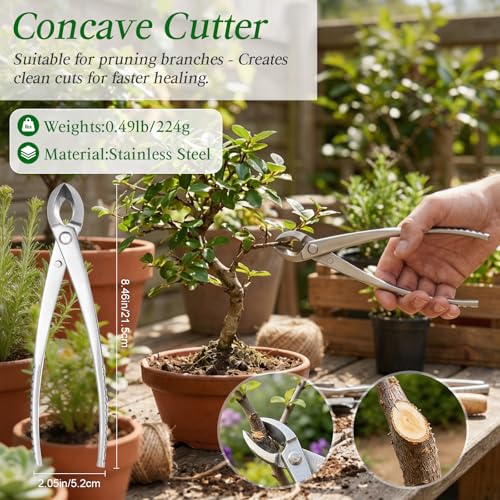 4 Piece Bonsai Tools Set, Knob Cutter,Concave Cutter,Plant Care,Root Hook