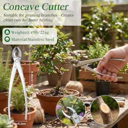 4 Piece Bonsai Tools Set, Knob Cutter,Concave Cutter,Plant Care,Root Hook