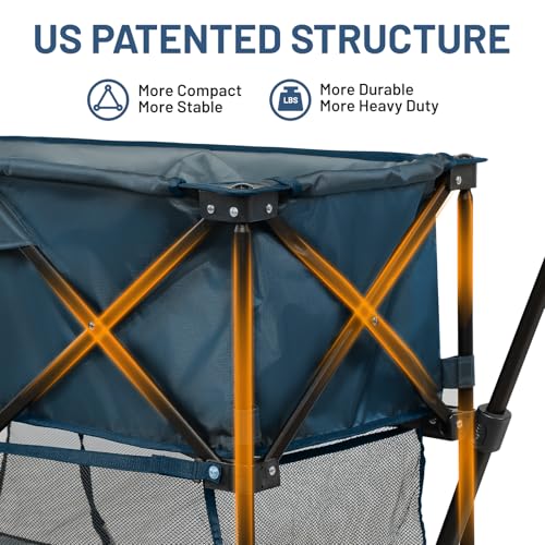 Timber Ridge 400L Folding Double Decker Wagon with Brakes, 54" Extra Long - color: Blue, size: Double Decker