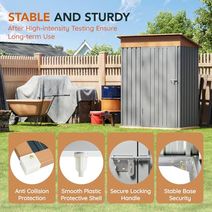 Verdeluxe 5x3FT Outdoor Storage Shed with Lockable Door(Matte Gray) - size: 5*3FT(Base Not Included)