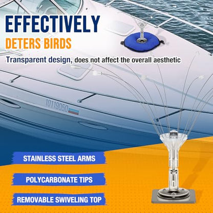Buzzlett 4 Ft Bird Deterrent for Boats with PVC Base - size: 4 Feet