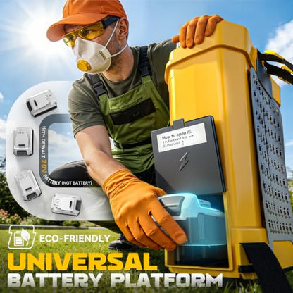 Battery Powered Backpack Sprayer Auto Mixer Compatible with Dewalt 20V - color: Yellow