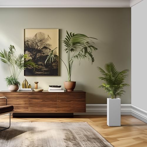 Kante Small Column Square White Concrete Planter 19.9" H, Outdoor - color: Pure White, size: 19.9" H