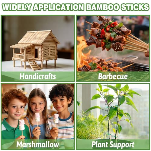 AUGSHY Plant Stakes 18 Inch, 40 PCS Natural Bamboo Garden Stakes