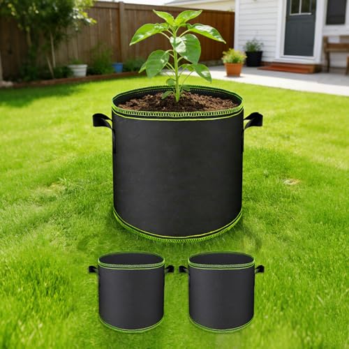 Plant Grow Bags 2-Pack 5 Gallon - Heavy Duty 300G Thickened Nonwoven Fabric Pots with Handles for Growing Potatoes, Tomatoes & Vegetables - size: 5 Gallon