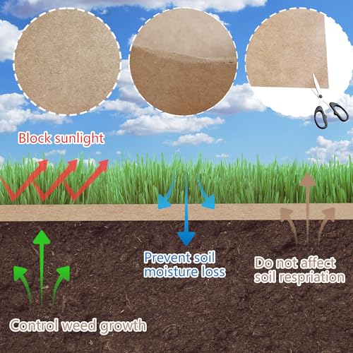 Biodegradable Weed Barrier, Heavy Duty Garden Paper Weed Biodegradable Landscape Fabric Paper Weed Barrier Paper Mulch Rolls for Weeds, Paper Mulch Rolls Garden Paper for Outdoor Garden Lawn (4x300ft) - size: 4x300ft