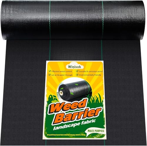 Winisok 5FT x 100FT Weed Barrier Landscape Fabric, 3.2oz Woven Garden Cloth, Heavy Duty Breathable Ground Cover for Landscaping, Gardening and Farming - size: 5FT x 100FT