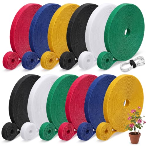 12 Rolls Plant Ties, 393.6 ft Reusable 0.39'' Garden Tape, Hook Loop Strap
