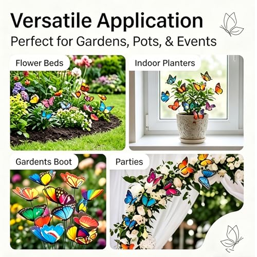 20 PCS Colorful Double Layer Butterfly Garden Stakes
