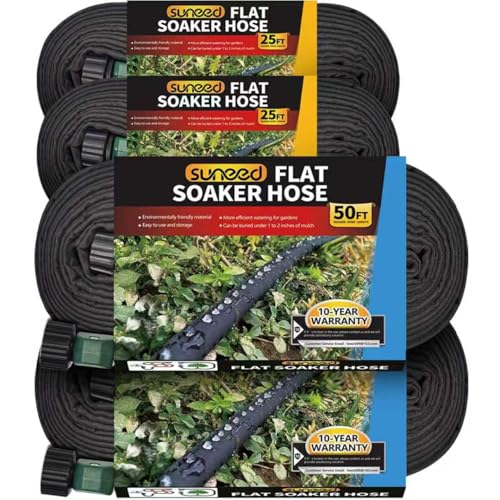 Flat Soaker Hose 50 ft 2-Pack & 25 ft 2-Pack for Garden Beds - size: 25FT 2Pack&50FT 2Pack