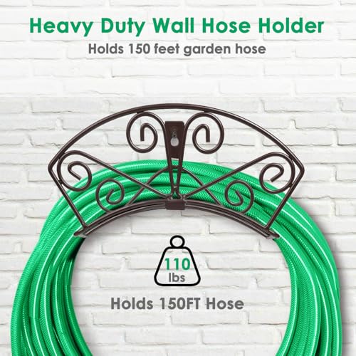 TomCare Garden Hose Holder, Heavy Duty 150 ft Capacity Hose Hanger - color: Bronze, size: M（13.2“ x 5.7” x 7"）