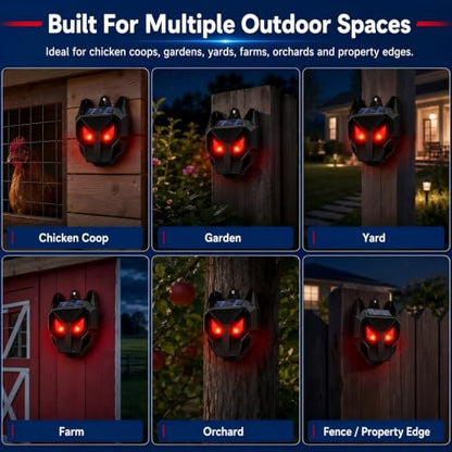 Solar Nocturnal Animal Repeller Outdoor with Predator Eyes Auto Activate Predator Deterrent Guard Lights for Coyote Skunk Deer Fox Raccoon,Nighttime Protection for Chicken Coop Yard Garden, 8 Pack