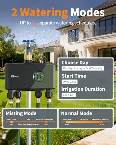 Diivoo Brass 4 Outlets WiFi Water Timer - size: 4 Outlets