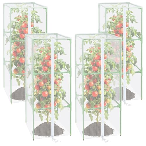 ZeeDix 43x16.1 in Garden Tomato Plant Cover Netting for Square Tomato Cage - color: 4 Pack, size: 43inch