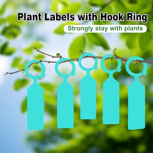Plant Labels Yuanling 100Pcs Plastic Waterproof Plant Tree Tags Nursery Garden Markers for Indoor Outdoor Gardening Plants Vegetables Flowers Potted (Teal Color with 1 Marker Pen) - color: Teal