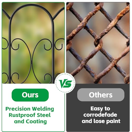 ARIFARO 5 Pack Metal Decorative Garden Fence, 32" H x 22" W, No‑Dig Panels
