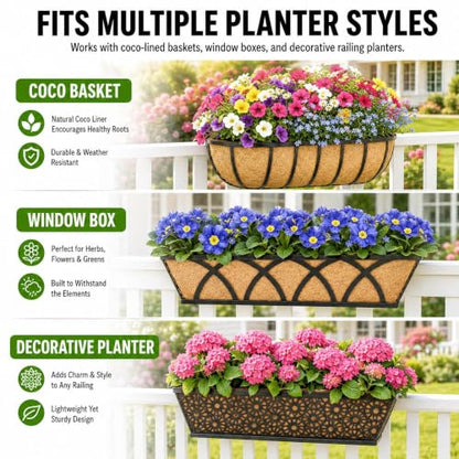 2 Pack Adjustable Window Box Brackets Heavy Duty Railing Planter Box Holder