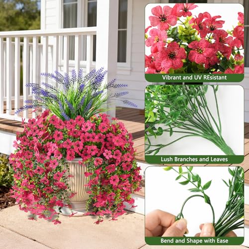 Artificial Fake Hanging Flowers Plants for Outdoor Outside Decoration - color: Pink