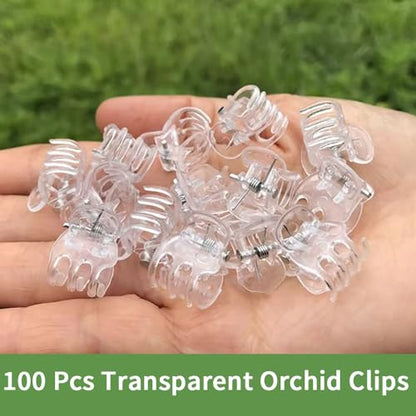 100 Pcs Orchid Clips Transparent Plant Clips Flower Vine Clip for Supporting Plant Orchid Support Clip Flower Stems Stalks Vines Climbing Plant Grow Upright
