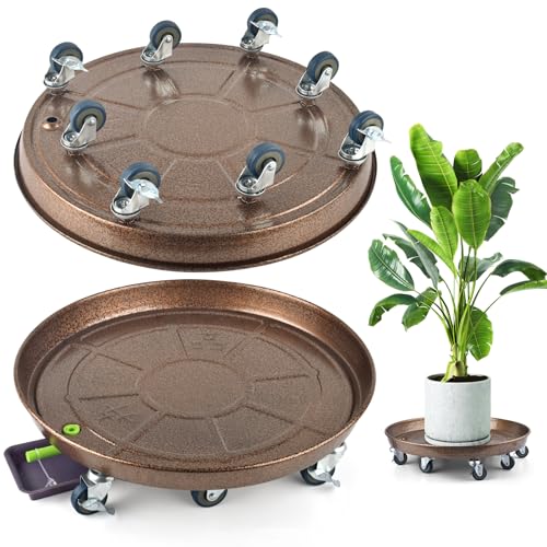PACETAP 2Pack 20'' Extra Large Plant Stand with Lockable Wheels, Heavy-Duty Metal Plant Caddy with Casters for Indoor and Outdoor - size: 20''