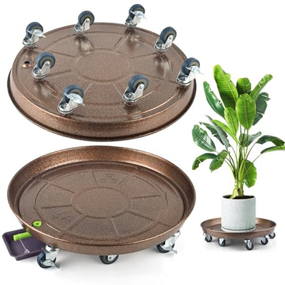 PACETAP 2Pack 20'' Extra Large Plant Stand with Lockable Wheels, Heavy-Duty Metal Plant Caddy with Casters for Indoor and Outdoor - size: 20''