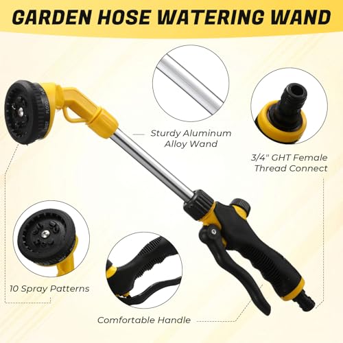 Hushee 2 Pack Garden Hose Watering Wand, 17.7 In Metal Wand, Yellow - color: Yellow