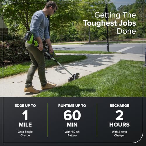 Greenworks 40V 8 in Cordless Electric Lawn Edger, 4.0 Ah Battery, Charger - size: 8" (Battery Included)