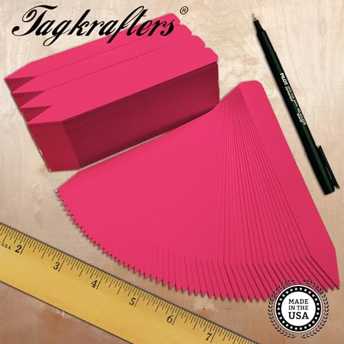 6" x 5/8" HOT Pink Premium Pot Stakes with Marker - 300 Pcs - Plastic Plant Tags and Labels - Nursery Garden Tree Labels Waterproof Writeable | Made in The USA |