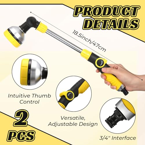 Hushee 2 Pack Watering Wand for Garden Hose, 18.5 in, 8 Spray Patterns