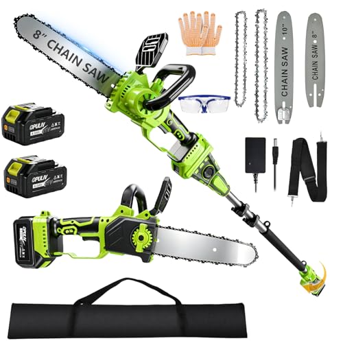 Pole Saws for Tree Trimming, Cordless Pole Saw, 8in/10in Pruning Saw, Mini Chainsaw, 16FT Max Height, Brushless Motor, Adjustable Angle, Cordless Battery Powered for Pruning, and Garden Tasks