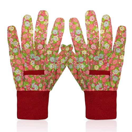 Women's Gardening Gloves Weeding and Thorn Resistant Work Gloves for Digging Planting Pruning Raking-Grown - color: Red
